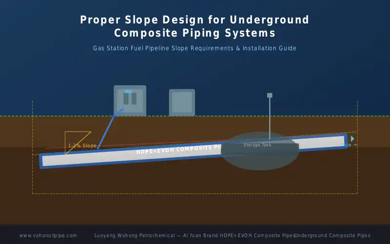Slope and routing of a Stage III vapor recovery line from tank to recovery unit