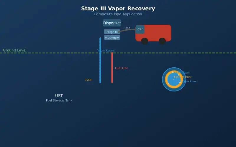 Stage III vapor recovery control panel displaying alarm indicators