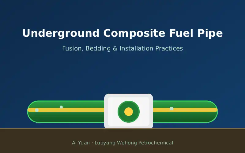 Buried composite fuel piping installation being documented before backfill