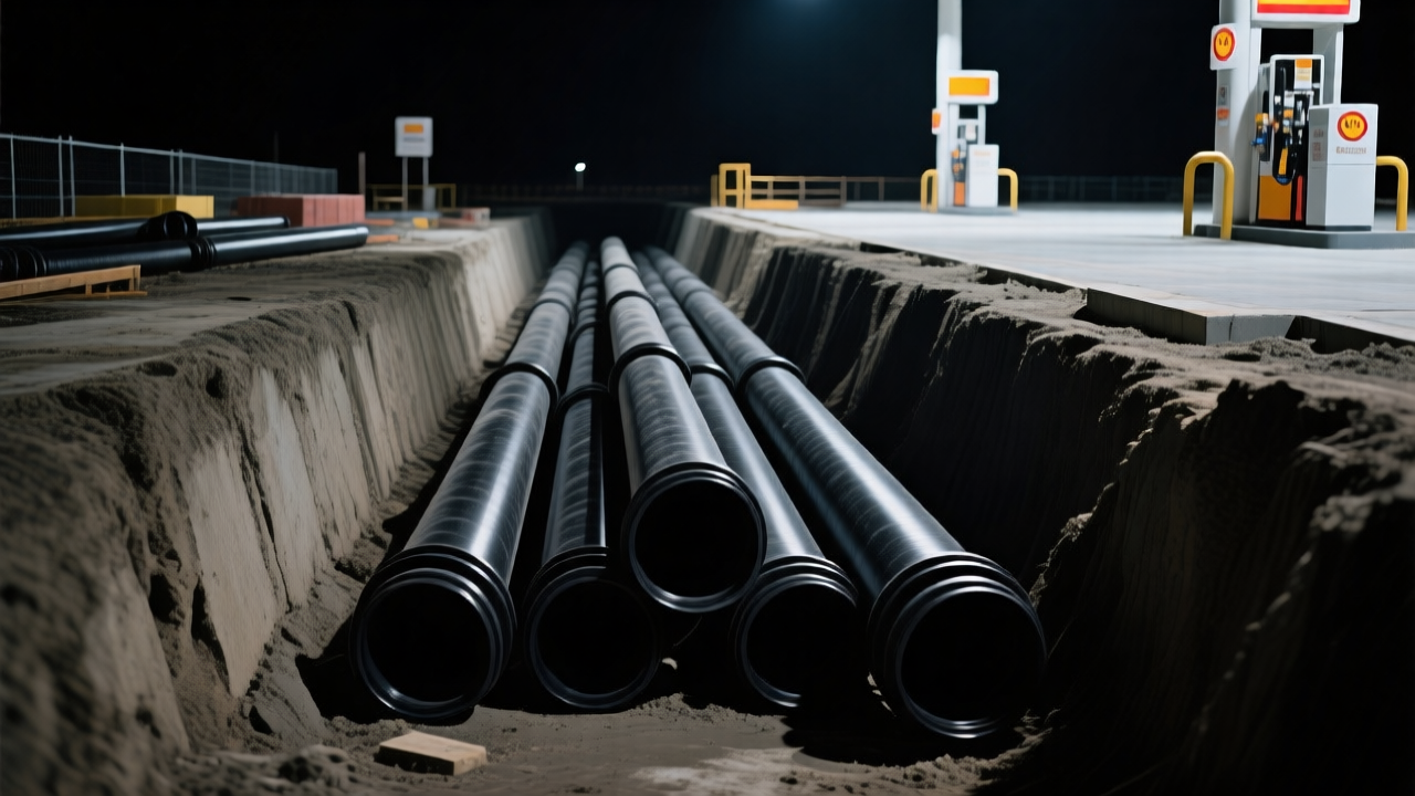 Composite fuel pipe coils prepared for station construction