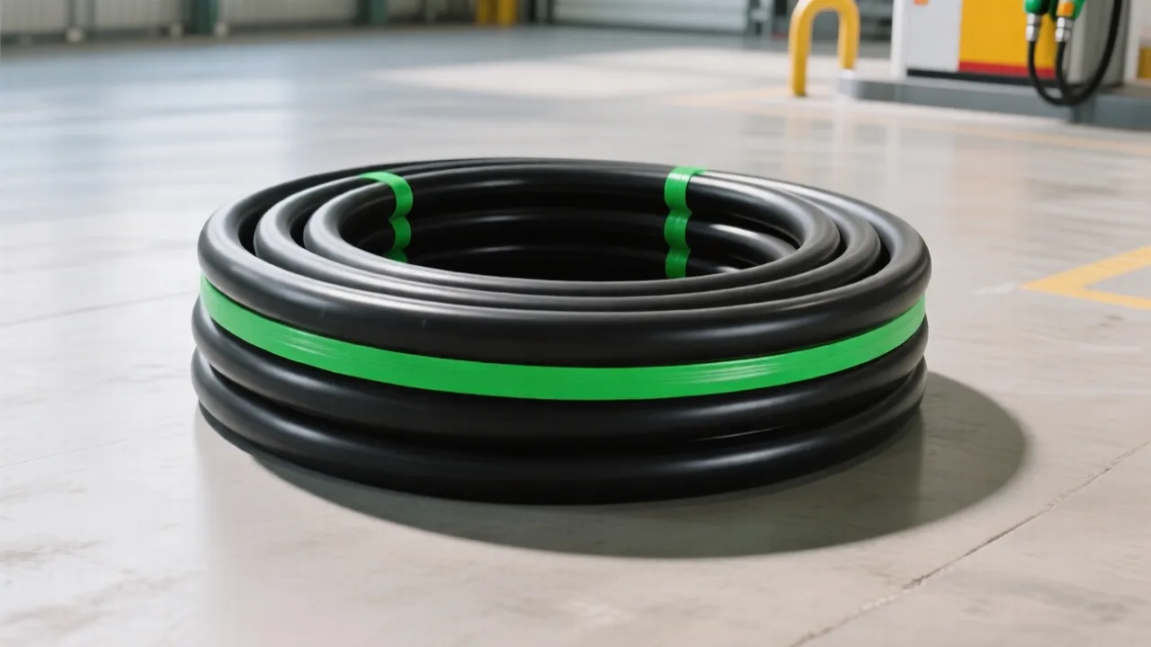 Composite pipe with green identification stripe